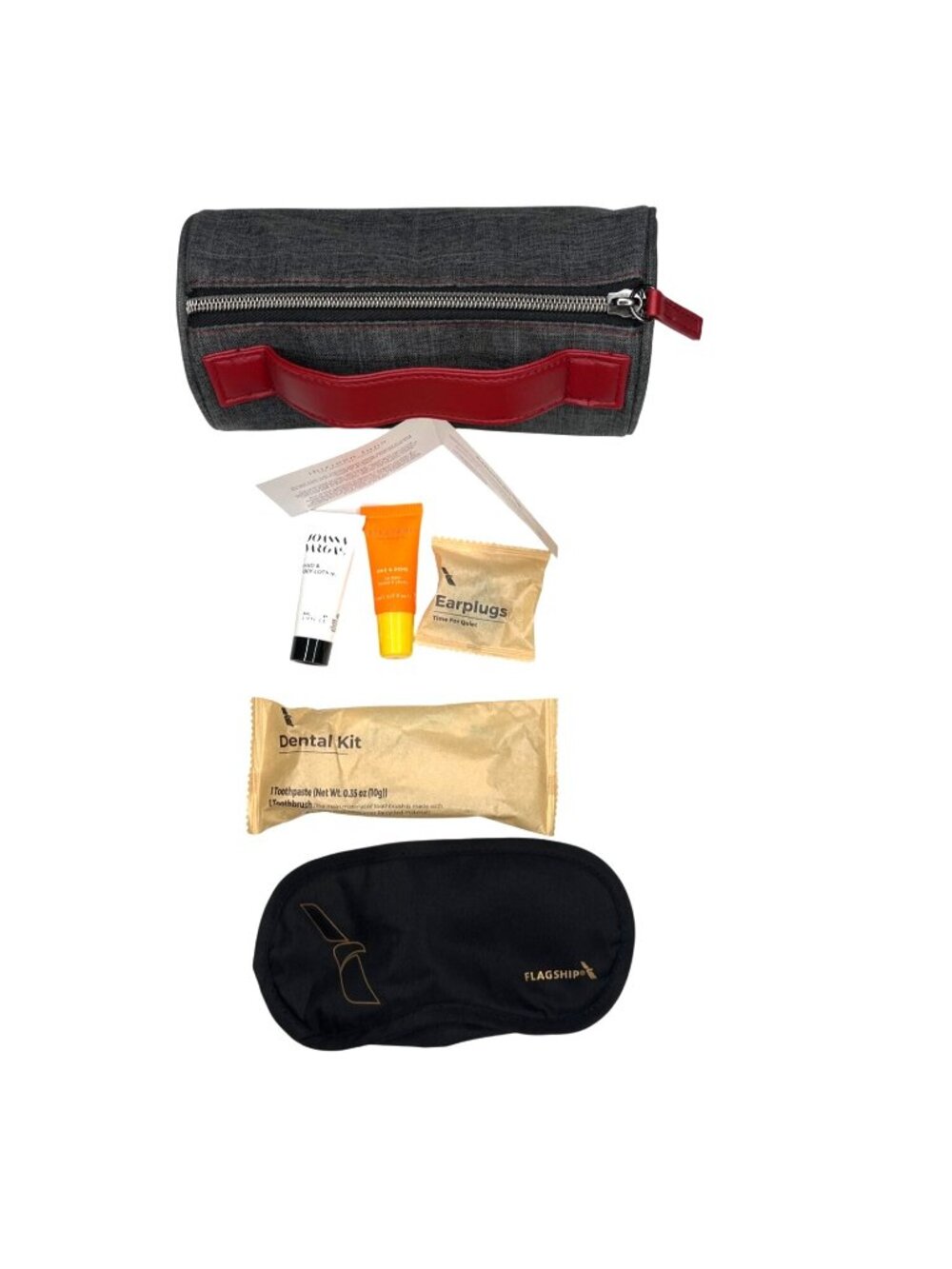 Flagship Airlines Travel Amenity Kit W/ Eye Mask Dental Kit Earplugs & More 77a
